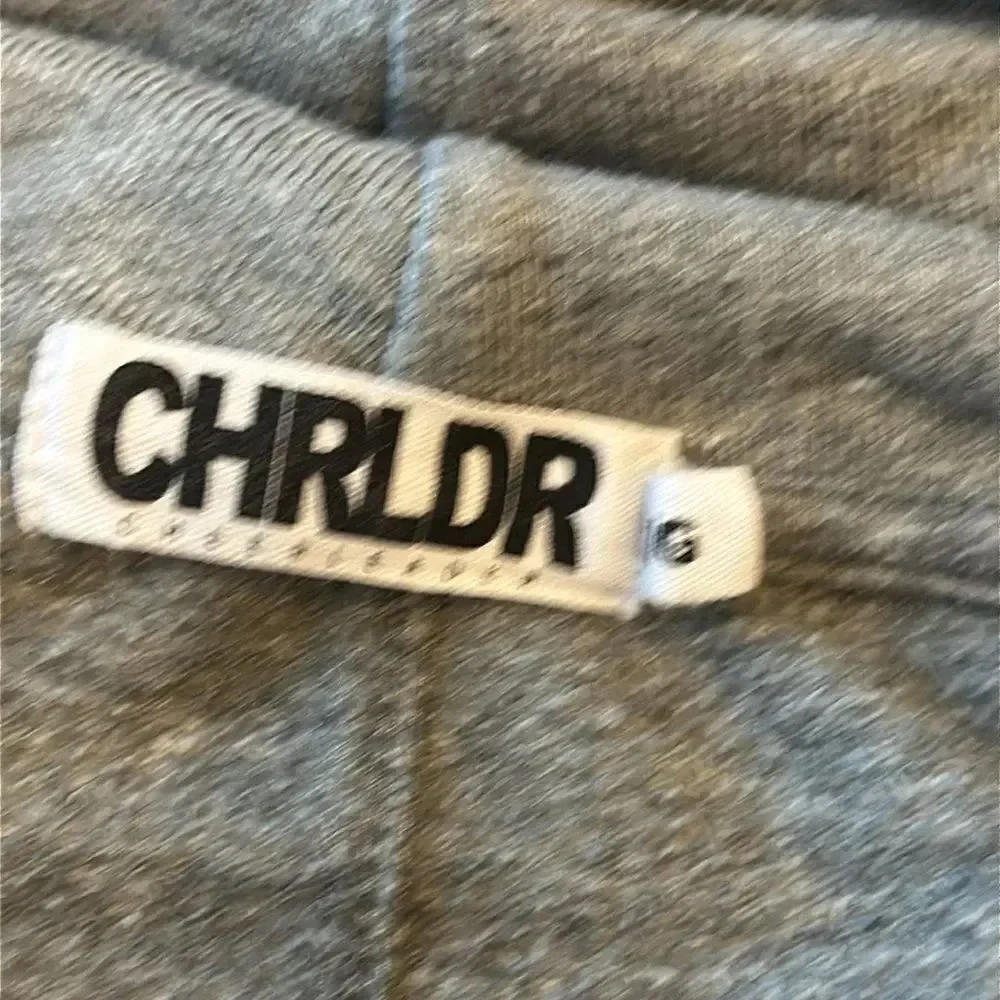 Chrldr Women’s Grey Hooded Sweatshirt with Love Skull Graphic - Size L